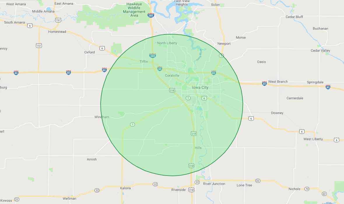 10-Mile radius map